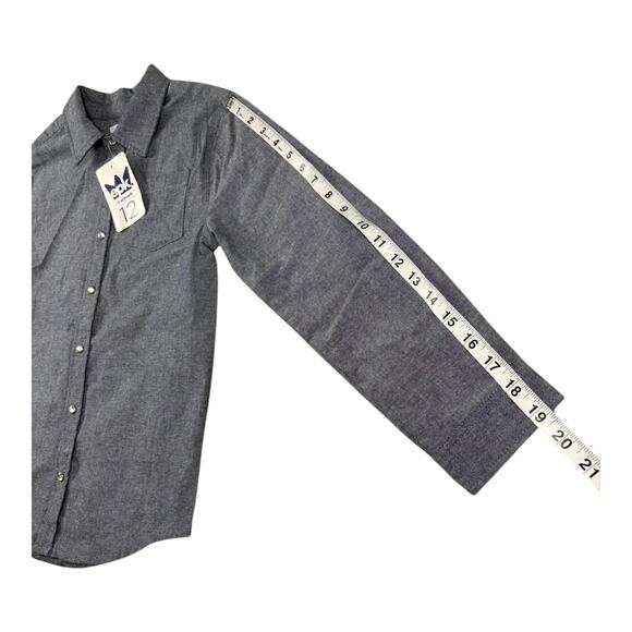 EPK Boys’ Pearl Snap Long Sleeve Button-Up Dress Shirt - Size 12 - Gray‎  NWT - Picture 8 of 11